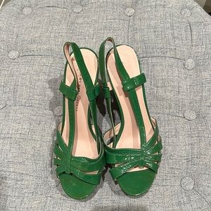 Marc by Marc Jacobs patent green cork wedges